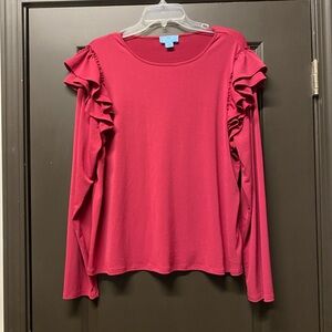 CeCe Women's Ruffle Sleeve Long-Sleeve Top - Berry Pink
